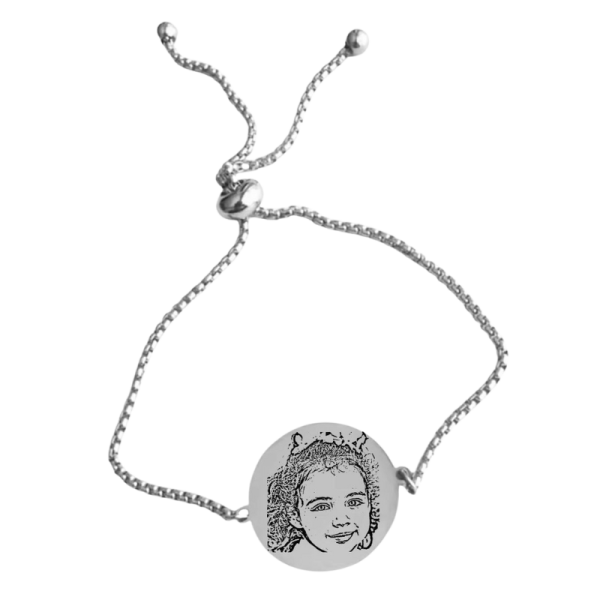 Pulsera disco “20 mm” con fotografía grabada a láser en modo dibujo