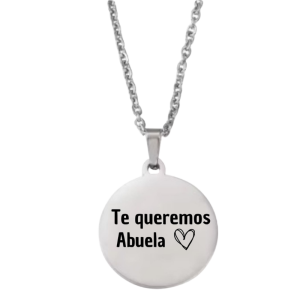 Collar disco “20 mm” con texto plateado y dorado